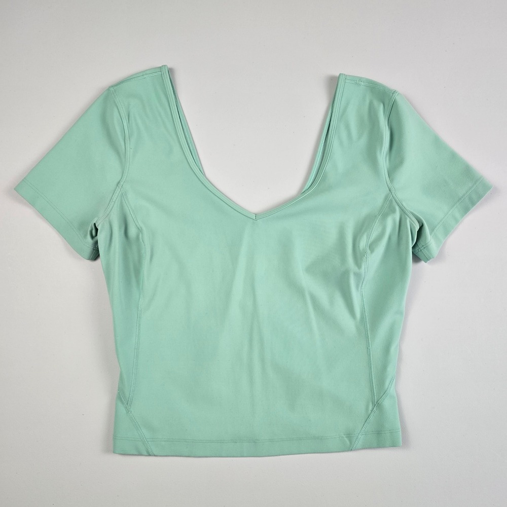 Lululemon Women's Align Crop Top Mint Green V-Neck Open Scoop Back Yoga Size 4